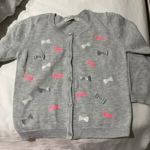 Pink premium 3t grey bejewel bow sweater nwot